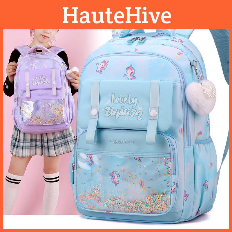 Rainbow Unicorn Printed Childrens Backpack Large Capacity Lightweight Schoolbag