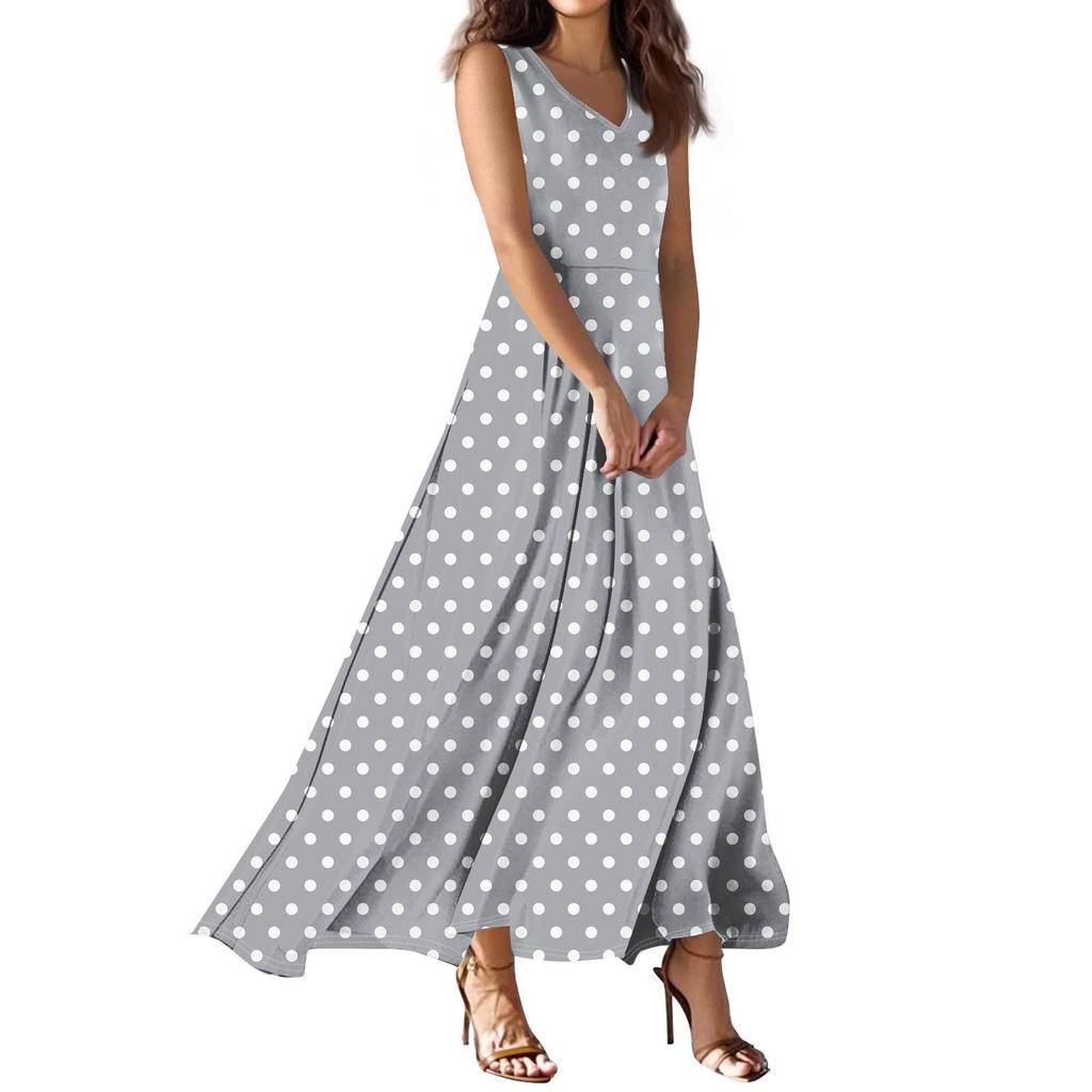Women's Summer Casual Fashion  Dress V Neck Sleeveless Dress