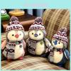 Süßes Pinguin-Plüschtier mit Weihnachtsschal und Mütze Weiches Stofftier für Mädchen und Kinder 20cm Grauer Pinguin