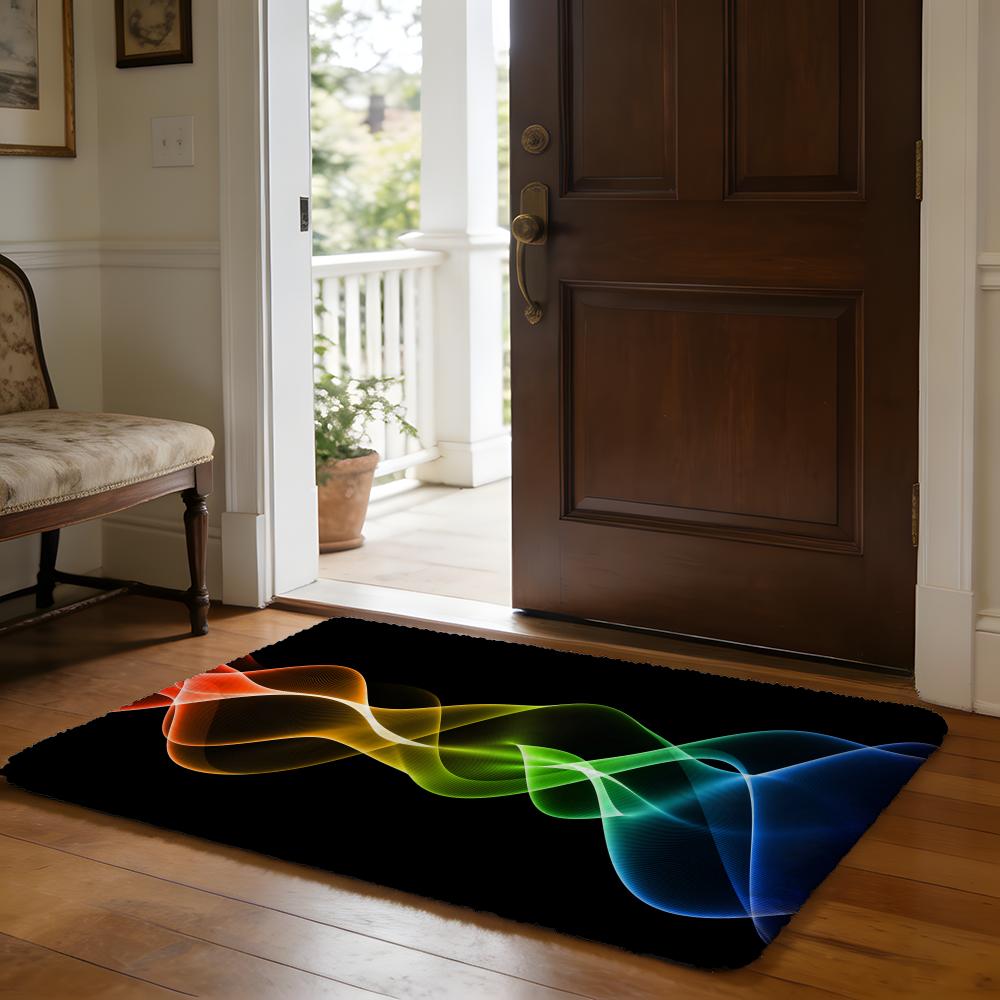 

Floor Mat Soft Flannel Rug Non-Slip Absorbent Mat for Bathroom Bedroom Home Decor Smoke Waves Rays Light Abstract 50x80cm