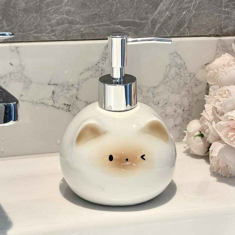 Ceramic Siamese Cat Wash Cute Cartoon Press Bottle Shower Gel Dispensing Bottle Bathroom Accessories soap dispender