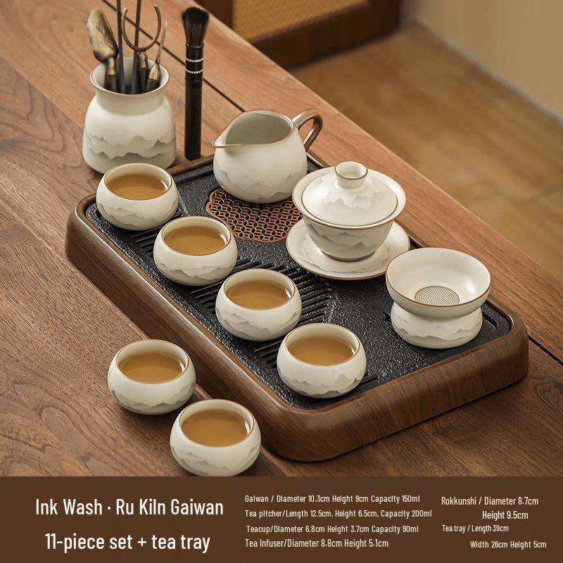 Ink-wash Ru Kiln Kung Fu Tea Set