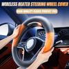 NEW Graphene Wireless Heated Steering Wheel Cover Universal Winter Leather Suede Hand Sewn Plush for Car Decoration Accessorie