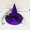 Props Halloween Party Feather Children Men Women Cloth Ruched Witch Hat Pumpkin Cap Wizard Hat