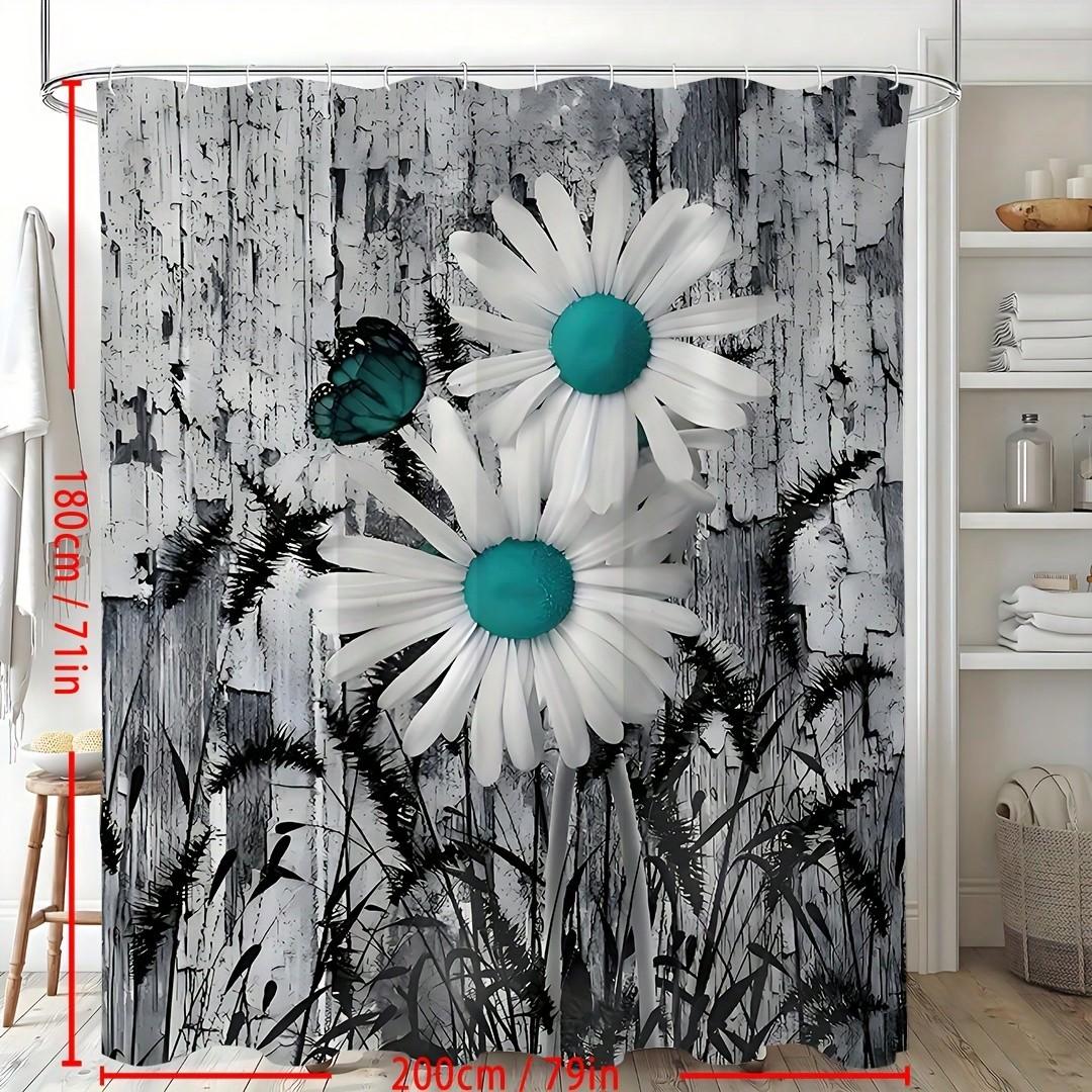 

Chic Daisy Shower Curtain: Embrace The Bold Design, Soft Fabric, And Artistic Vibes For Your Modern Bathroom W60H190(CM)-1 Pcs