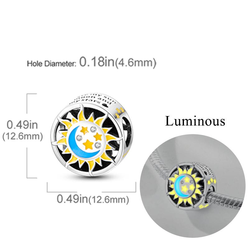 New Copper Charm Bead Charms Fireflies Stars Glowing Luminous Charm Bead Charms for Authentic Pendant Bracelets Do It Yourself Jewellery Gift