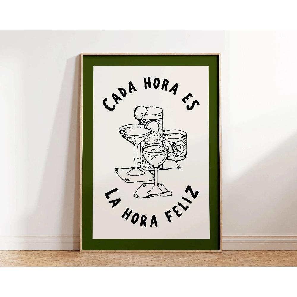Meksykański Plakat Artystyczny Napoje i Lody Tequila Minimalistyczny Vintage Dekoracja Ścienna Druk na Płótnie Dekoracja Baru Domowego Idealny Prezent
