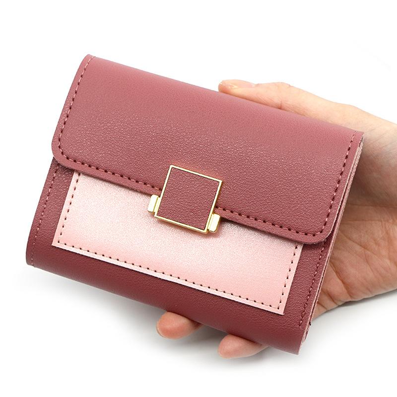 Compact Clutch Fashionable Retro Square Purse Pu Leather Wallet Solid Color Zippered Coin Pocket For Daily Use Gifting Holidays