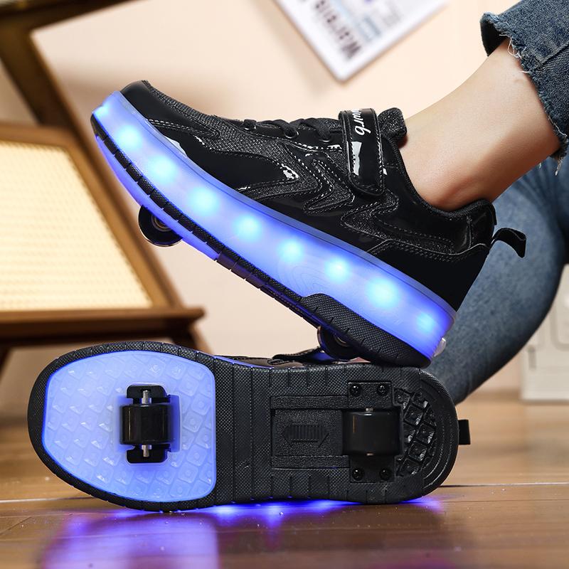 27-40 Kids's Lighting Sneakers Rubbing Shoes Boys's Shoes Solid Milky Patch Can Charging Lantern Shoes Glowing Sneakers with Charging