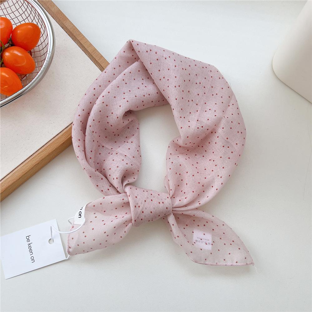 Koreanisches Trendiges Frühlings-Gepunktetes Seiden-Kopftuch - Quadratisches Mode-Tuch für Damen für Haare, Hals und Dekoration