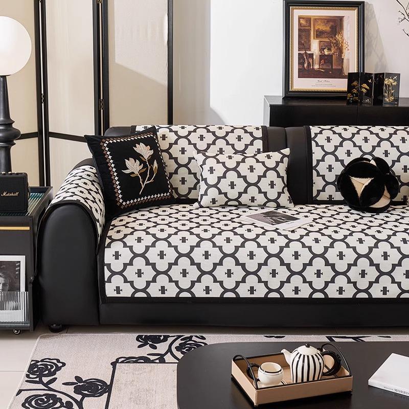 Summer Sofa Cushion Ice Silk Non-Slip Antique Mat Seat Cushion French High-End Summer Cool Cushion Leather Sofa Cover