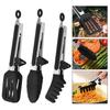 3pcs Silicone Kitchen Cooking Tongs Set Stainless Steel Nonstick Food Tongs Non-Slip Cooking Clip Clamp BBQ Salad Grill Tools