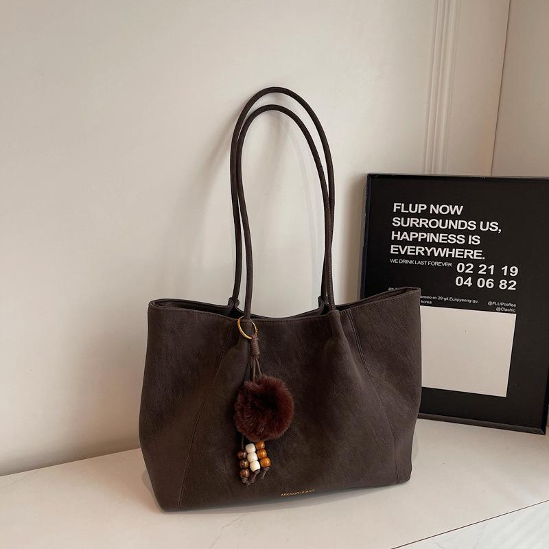 Winter new retro personalized shoulder large bag casual soft women's bag simple texture large capacity commuter bag