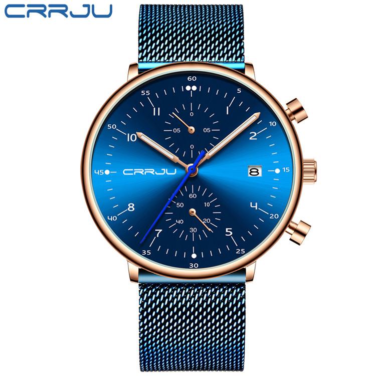 

CRRJU 2278 Men s Multifunction Sports Mesh Band Watch