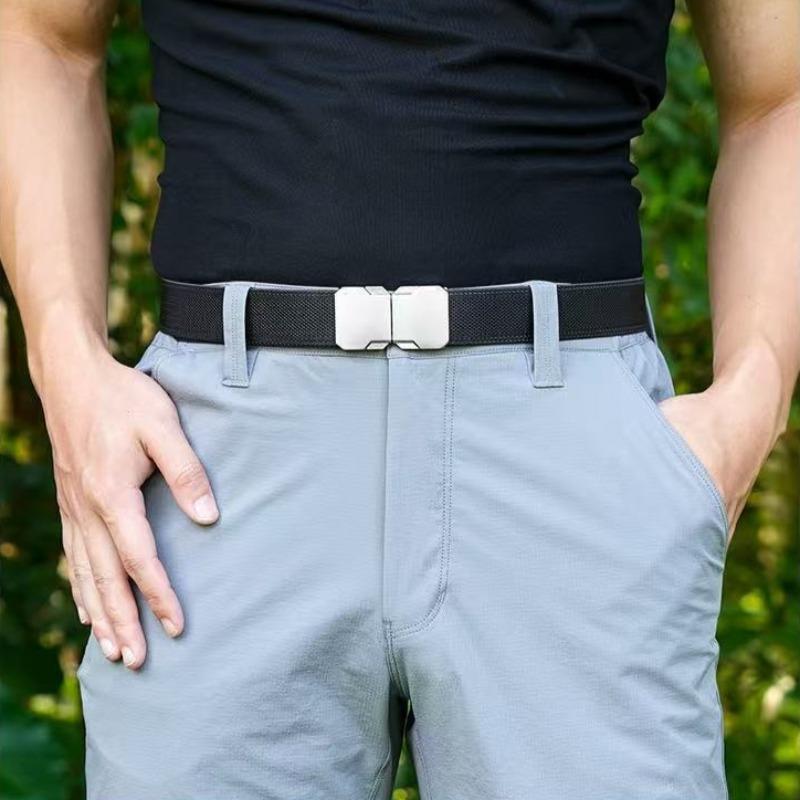 Outdoor alloy tactical waist belt elastic men woven versatile jeans belt heavy duty quick release