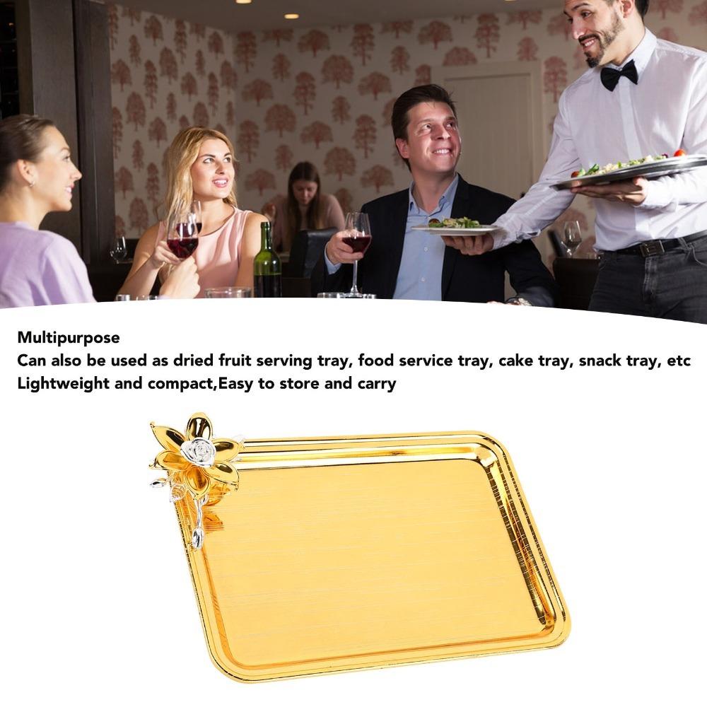 2pcs European Table Serving Tray Light Luxury Rectangular Serving Tray Metal Serving Tray For Hotel