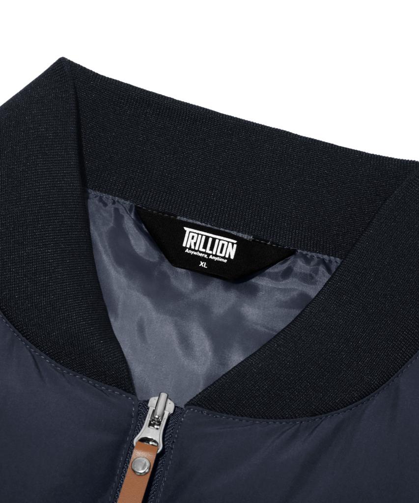 Trillion Leather Patch Puffer Jacket_Navy