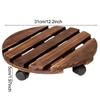 Wood Thick Movable Flower Stand Flower Holder Bonsai Flower Pot Tray Roller Base Stand With Universal Wheels Flowers Pot Base