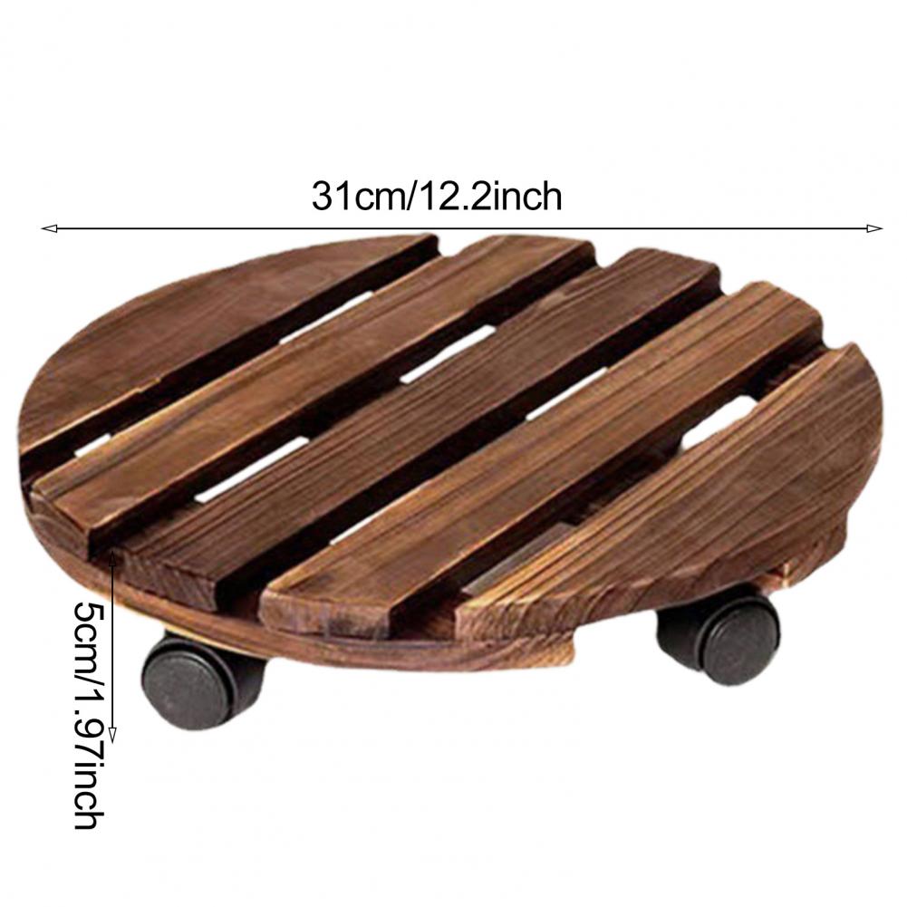 Wood Thick Movable Flower Stand Flower Holder Bonsai Flower Pot Tray Roller Base Stand With Universal Wheels Flowers Pot Base