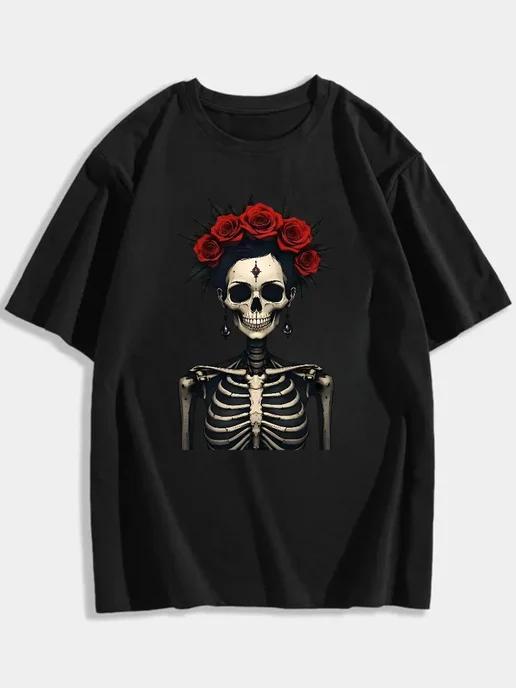 Oversized T-shirt with skull print S