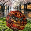 Custom Name Personalized Manchester United Print Umbrella, Auto Open Close, 8‑Rib Sturdy Frame, Commute Camping Hiking Use, Birthday Gift