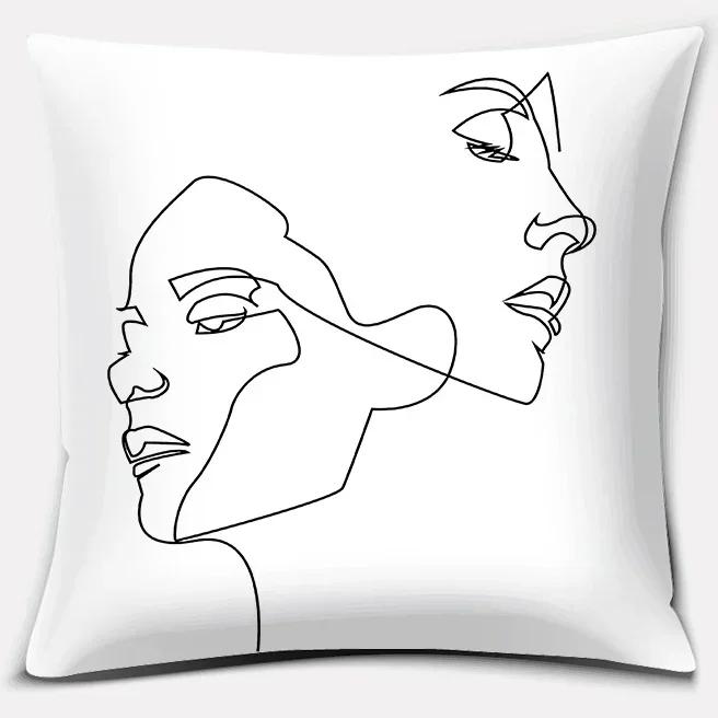 Home Decor Car Sofa Cushion Cover Abstract Face Collection Print Square Pillowcase