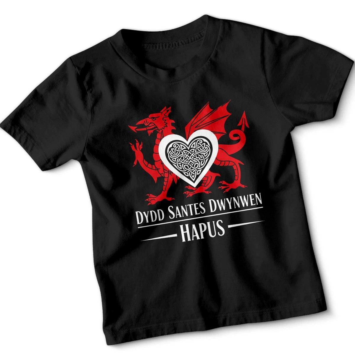 

Kids T Shirt Welsh Heart Valentines Dydd Santes Dwynwen Hapus Boys Girls Gift 160