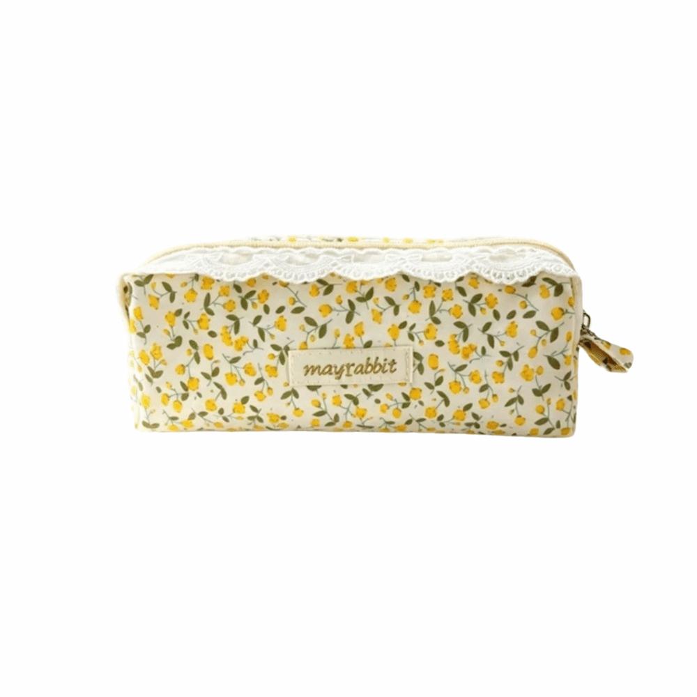 Zipper Floral Pencil Case Cotton Stationery Pouch New Pencil Pouch School Supplies