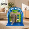 Kit per Toelettatura Domestica Gatto Stazione di Lavaggio Gatto, Auto Toelettante con Spazzole Morbide Strofinanti, Stazione Design Auto Massaggiatore Raschietto per Gatti da Interno Rimozione Pelo Morto