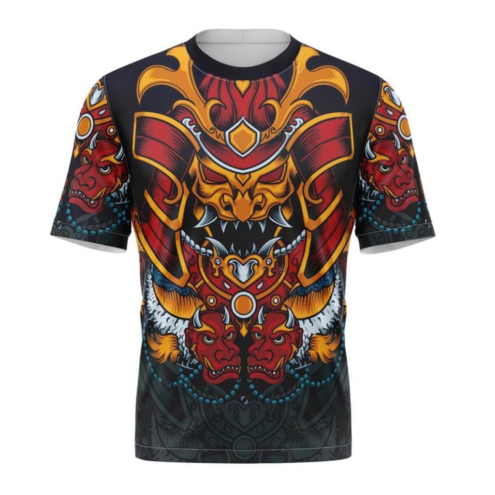 Japanisches Tattoo Halbe Rüstung Prajna 3D-gedruckt Muster Sommer Harajuku Lässig Kurzarm T-Shirt Top