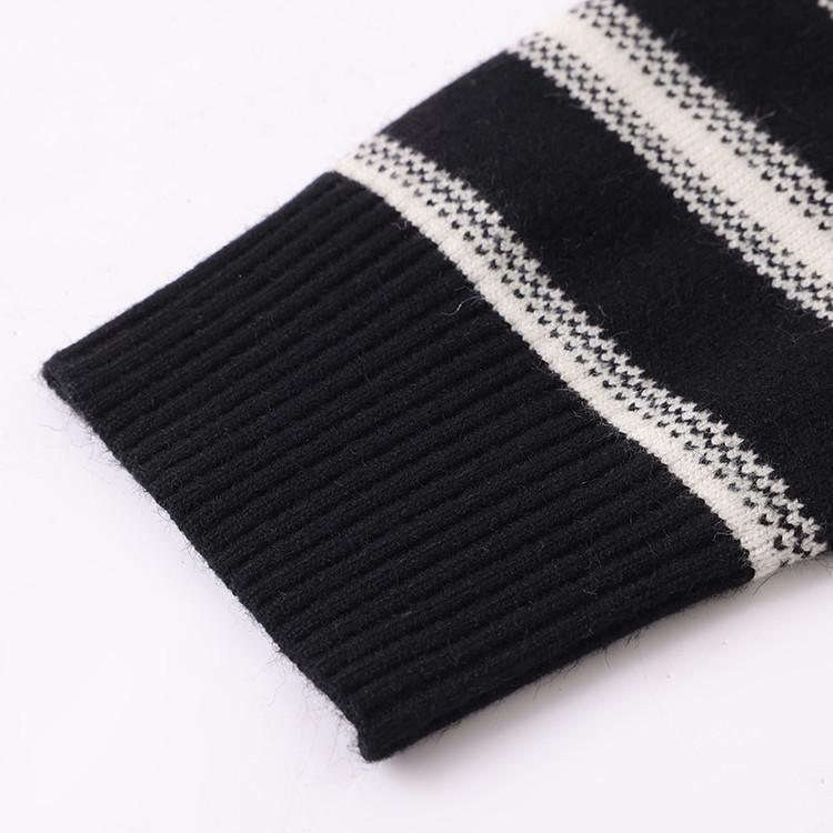 Autumn 2025 Wool Knitwear: Elegant Striped Lapel for Middle-Aged Women