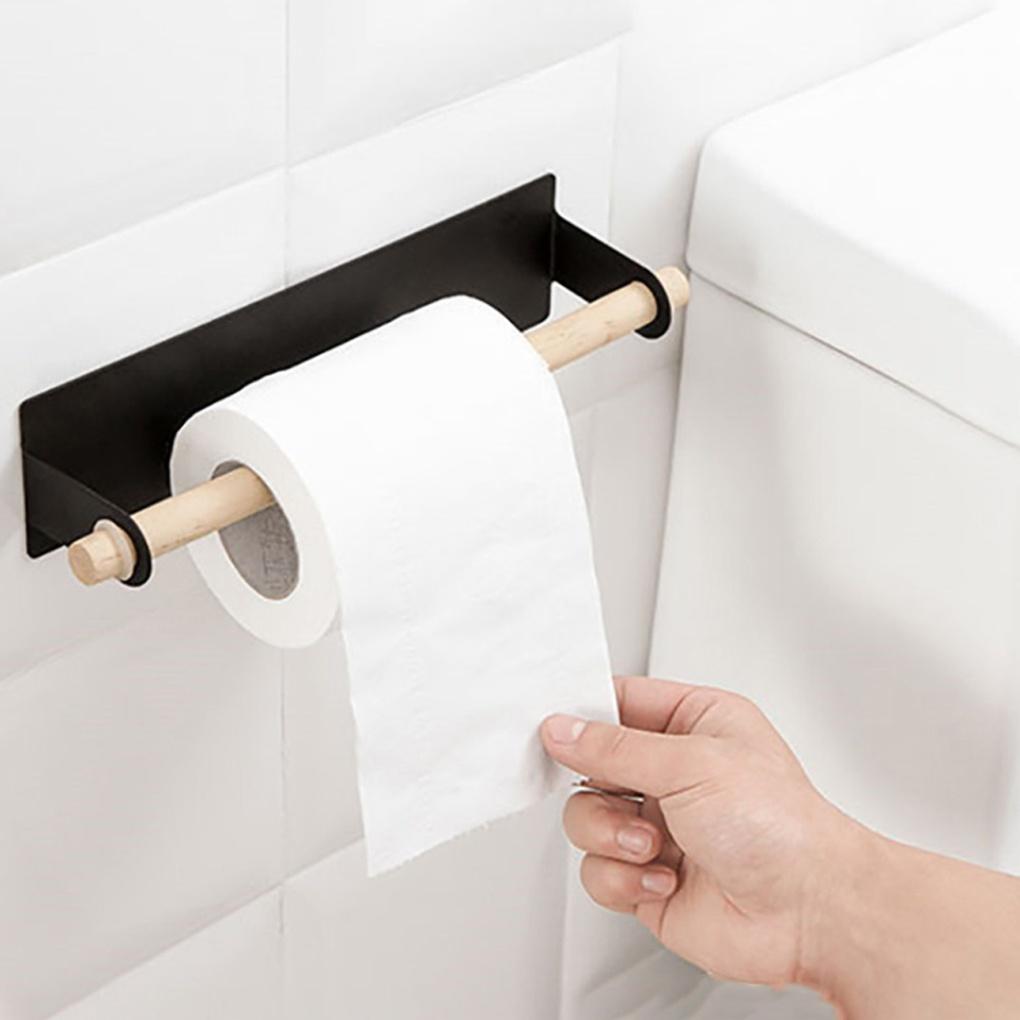 Bodahome Adhesive Steel Wood Towel Rack Kitchen Towel Rack