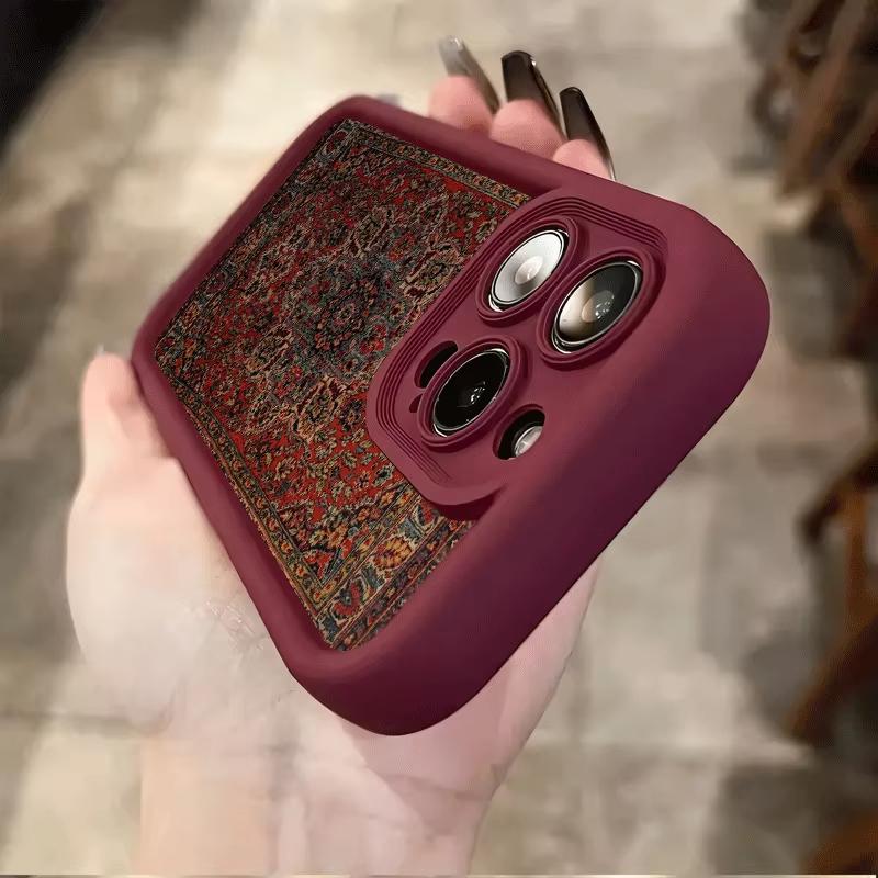Red brown classic pattern carpet pattern Phone Case For iPhone 17 Pro Max 16E 15 Pro 14 13 12 11 Mini AIR XS XR XS 8Plus anti dr