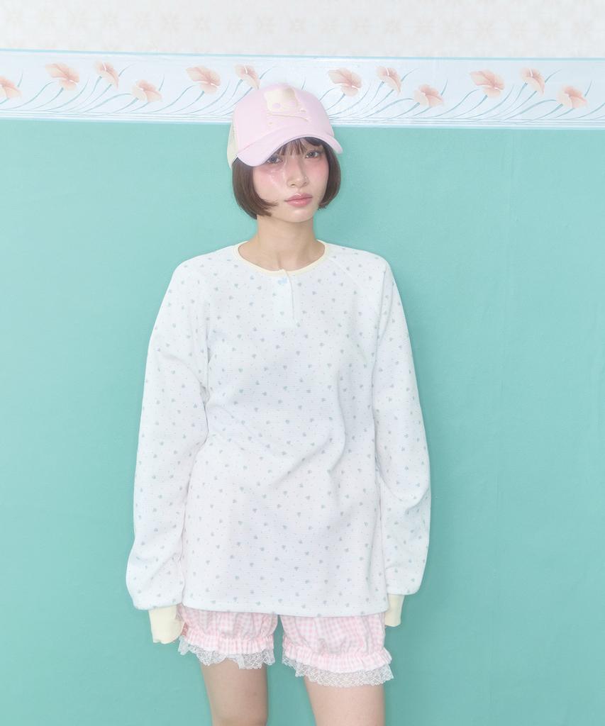 Syakili Coco Henley Neck Waffle Top (White)