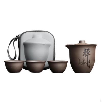 Travel Porcelain Tea Pot Set Kungfu Teapot with Storage Bag Teacups for Home Office Dorm