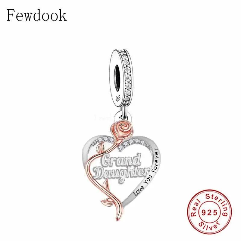 

Fit Original Pan Charm Bracelet 925 Silver Rose Flower Love You Forever God Daughter Bead For Making Women Berloque DIY