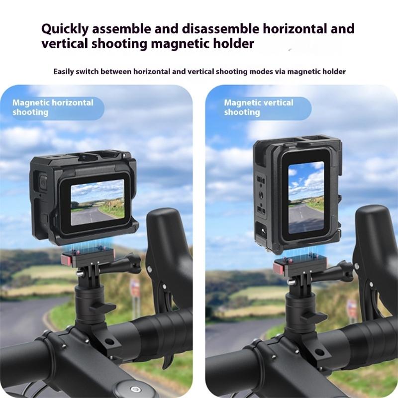 Universal Simple Detach Mount For Sports Cameras Cage Featuring Magnetic Lock Mechanism And Flexible Positioning