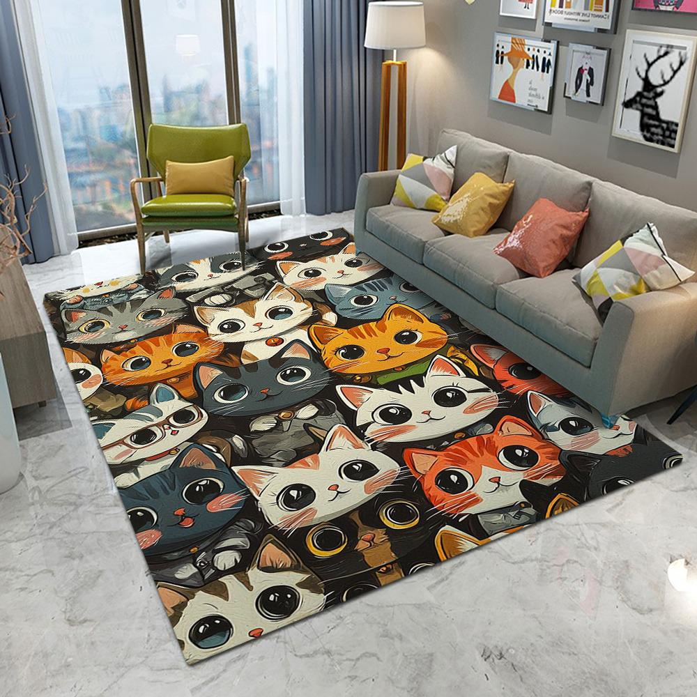 Kreskówka Wiele Słodkich Kotów Kociąt Dywan Salon Sofa Sypialnia Gabinet Kuchnia Mata Pod Drzwi Wejściowe Antypoślizgowa Kawaii Dekoracja Domu Dywanik