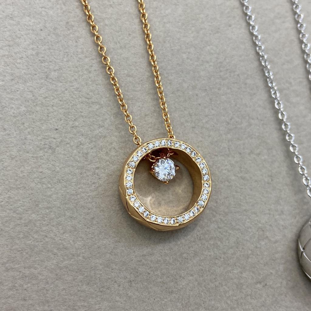 Rhombus Pattern COCO Smart Water Ice Moon Necklace Pendant Circle Temperament Stack