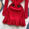 Spring Autumn Women Elegant V-neck Designer Knitted Sweater Mini Short Dresses