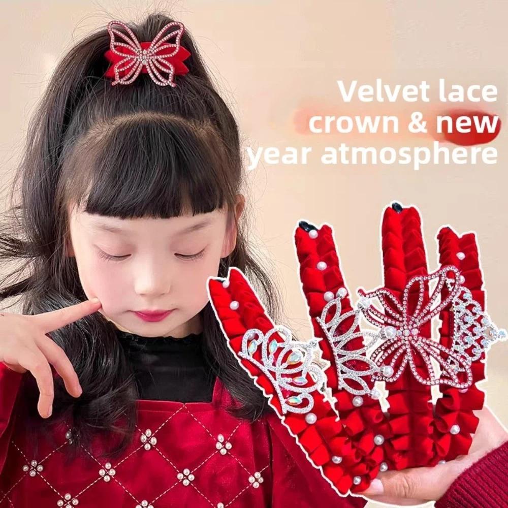 High Ponytail Fixed Artifact Children's New Year Crown Pearl Hair Clip Crab Women/Kids