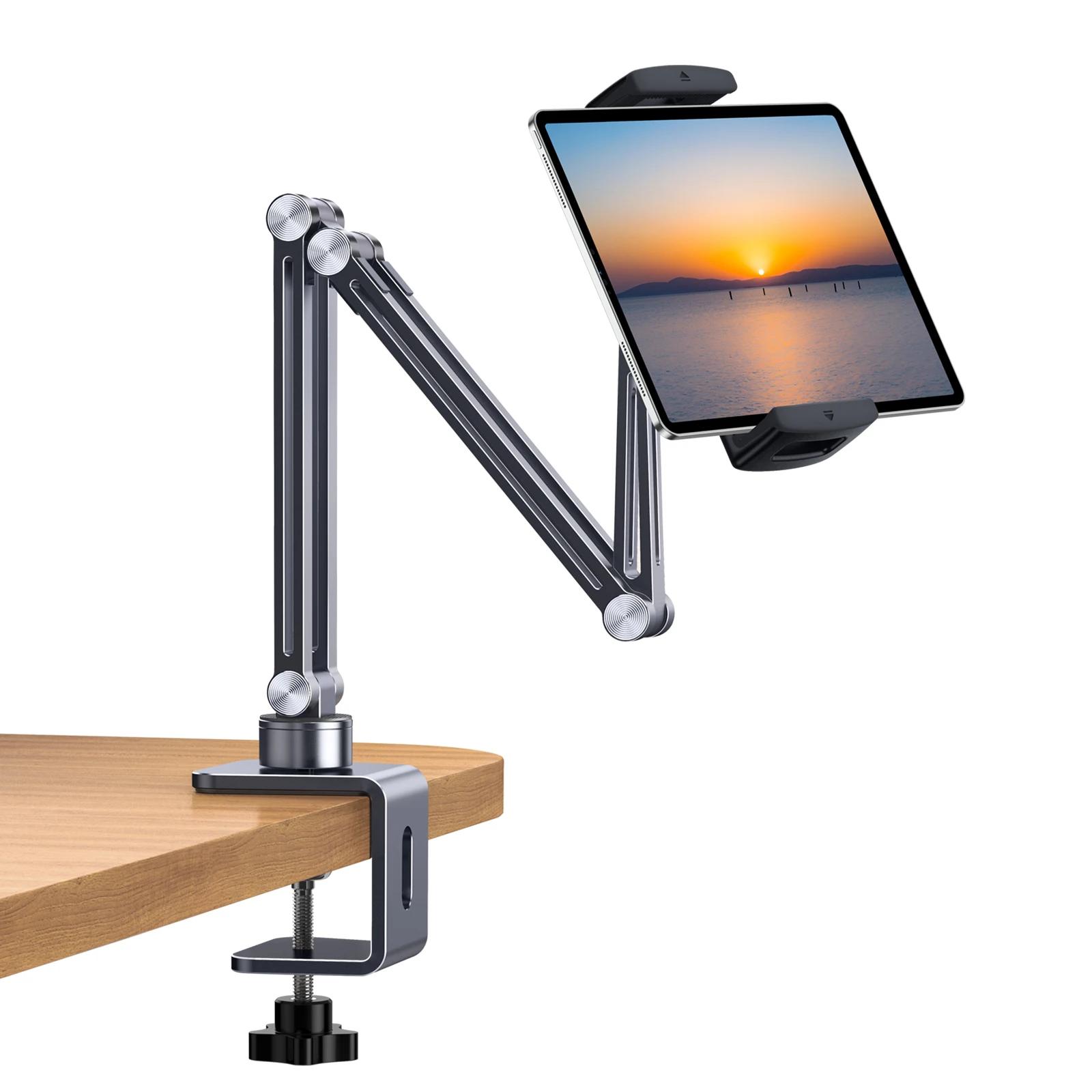 

Oatsbasf Metal Phone Tablet Stand Overhead Lazy Bracket for Bed Desk Clip Holder for 4-12.9 Devices Flexible Arm Desktop Mount сірий