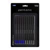 Pentonic 0,7 mm Kulpenn Förpackning med 1 X 10 st | Svart Kropp med Blått & Svart Bläck | Mjuk Skrivning för Kontor, Skola & Hem