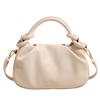 New simple pleated handbag women's fashion solid color shoulder small square bag popular versatile commuter messenger bag