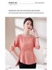 Chic Women's 2025 Slim Fit Pleated T-Shirt: Round Neck, Flattering Waist, Summer Style