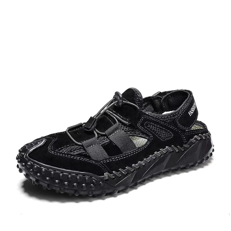 Fashion Classic Vintage Style Sandals Men Breathable Summer Flat Outdoor Handmade Sandals Antiskid Beach Sneakers Hollow Out Desert Shoe