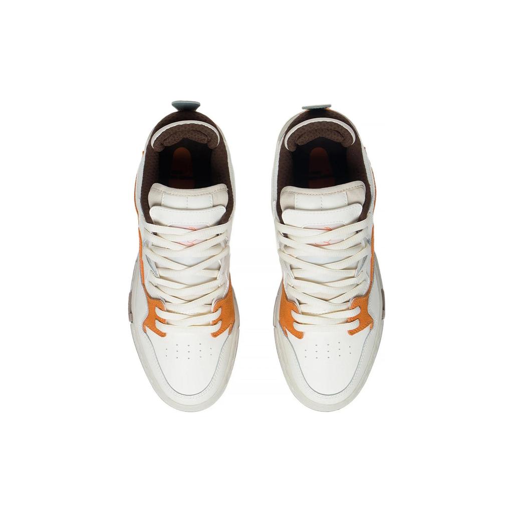 Li Ning Pro Textile, Synthetic Leather Slip Resistant Abrasion Resistant Low top Skateboard Shoes Women's White Orange AECT016-1