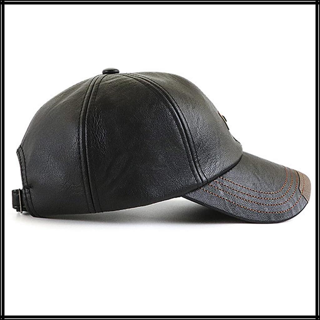 Casual Leather Cap Hat Running Outdoor CA723 [White Fang] Women's Men's (Black)