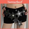 Retro American Y2k Punk Star Rivet Waist Belt With Smooth Buckle For Women