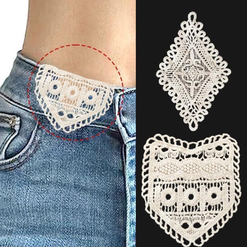 5Pcs Cotton Jeans Waist Expander Soft Hollow Lacework Adjustable Waist Extenders for Men Women Daily Wear